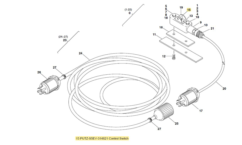 Putzmeister S5EV Cable Remote Control Assembly