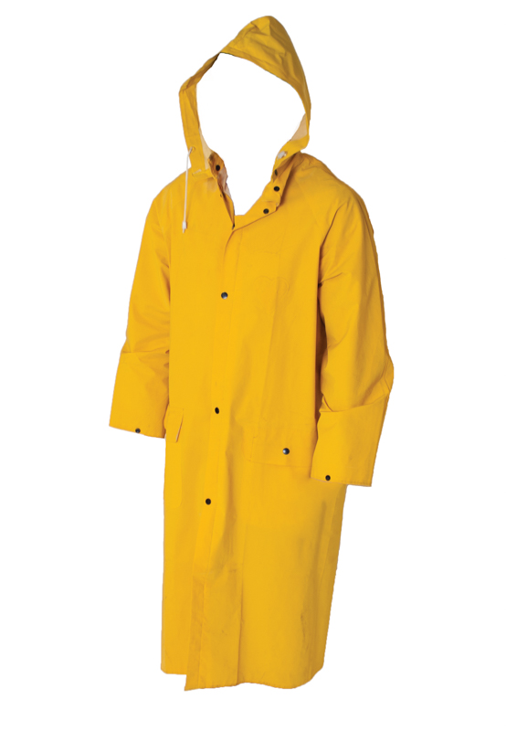 Raincoat, PVC Coat Only, 2XL, 48” Long, Yellow